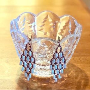 Chandelier pearl colored earrings